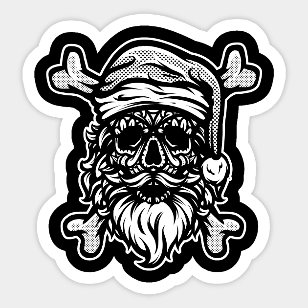 Santa Skull Sticker by Barabarbar artwork